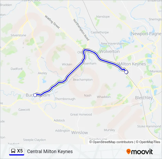 X5 Bus Line Map