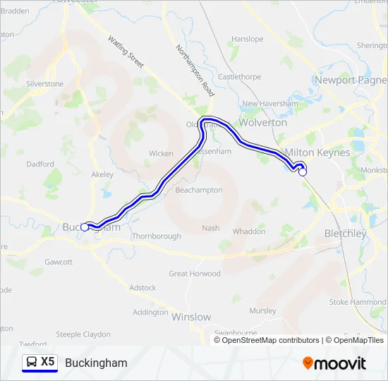 X5 Bus Line Map