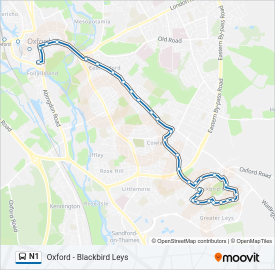 N1 Bus Line Map