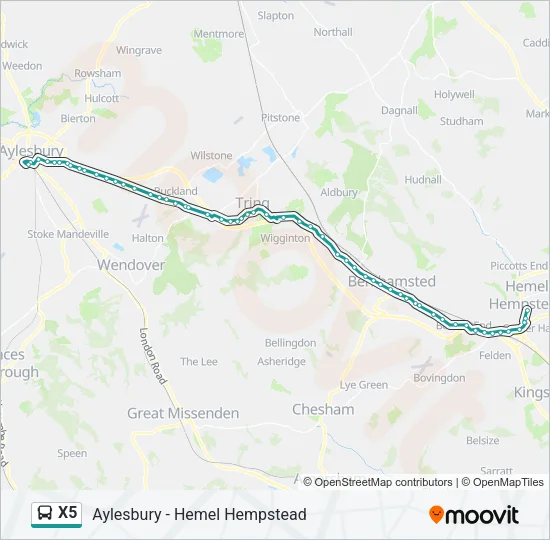 X5 Bus Line Map