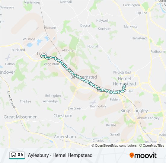 X5 Bus Line Map