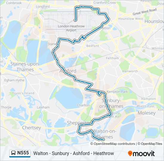 N555 Bus Line Map
