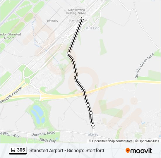305 Bus Line Map