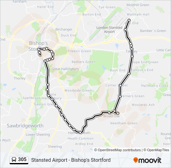 305 Bus Line Map