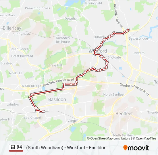 94 Bus Line Map