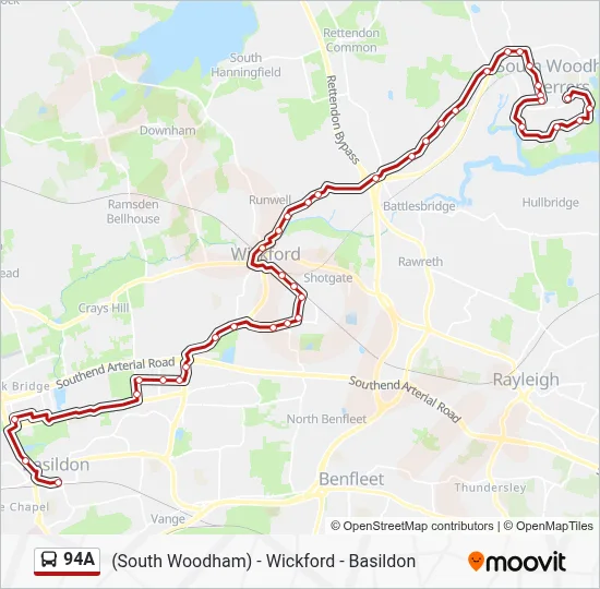 94A Route: Schedules, Stops & Maps - Basildon Town Centre (Updated)