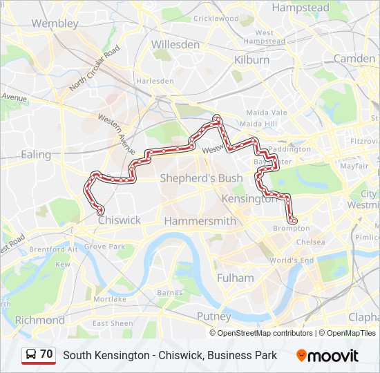 70 Bus Line Map