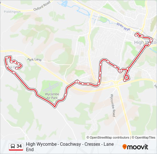 34 bus Line Map