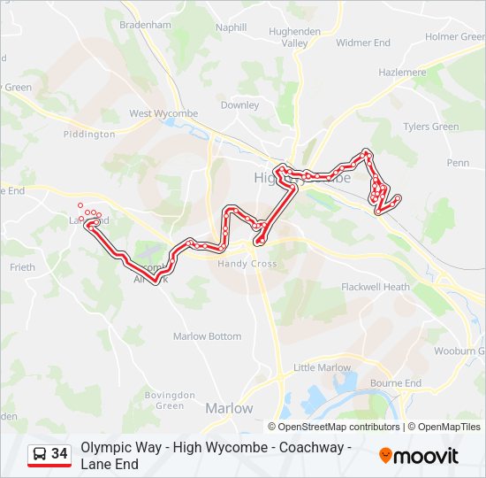 34 Bus Line Map