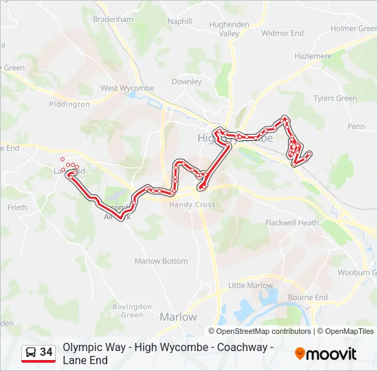34 Bus Line Map