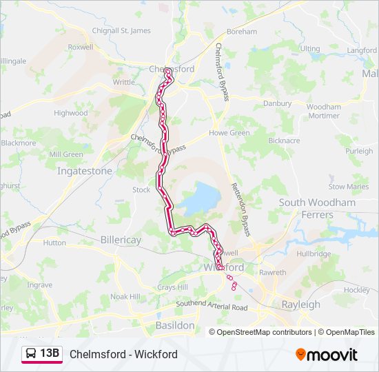 13B bus Line Map