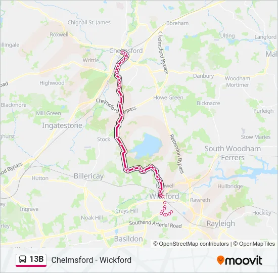 13B Bus Line Map