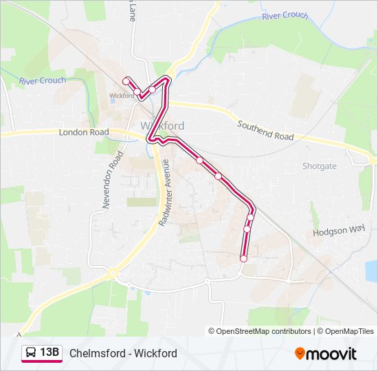 13B bus Line Map