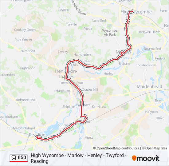 850 bus Line Map