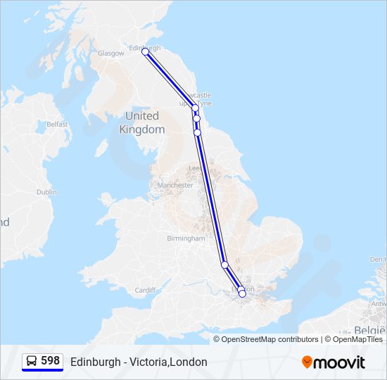 598 bus Line Map