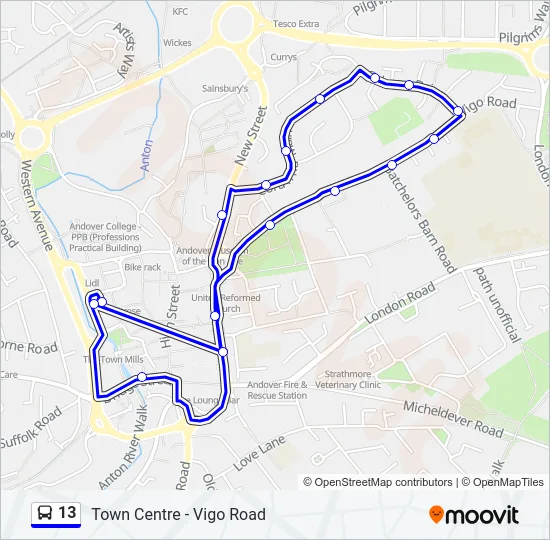 13 Bus Line Map