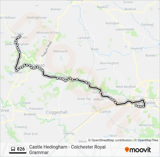 826 Route: Schedules, Stops & Maps - Castle Hedingham (Updated)