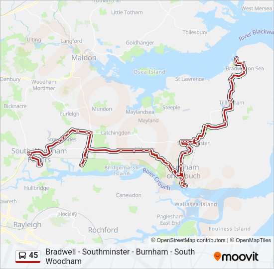 45 Bus Line Map