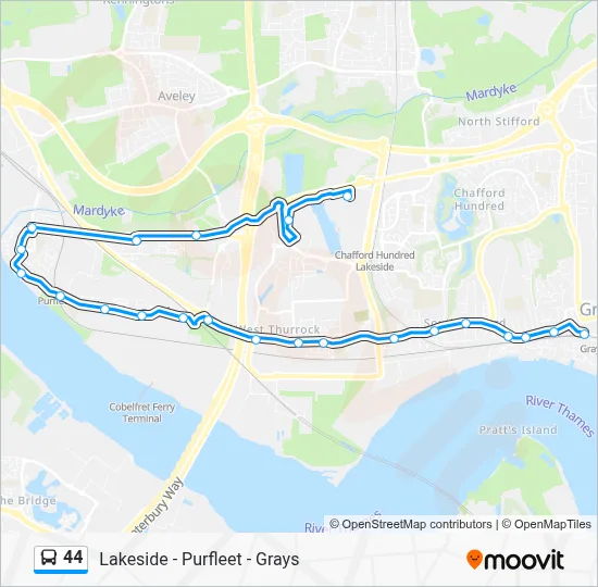 44 Route: Schedules, Stops & Maps - Lakeside (Updated)