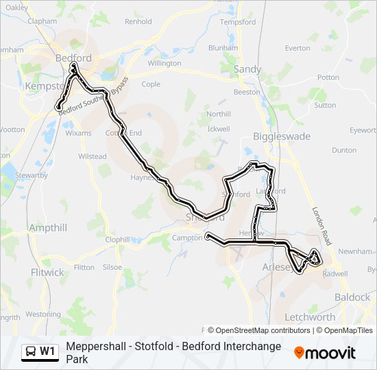 W1 Bus Line Map