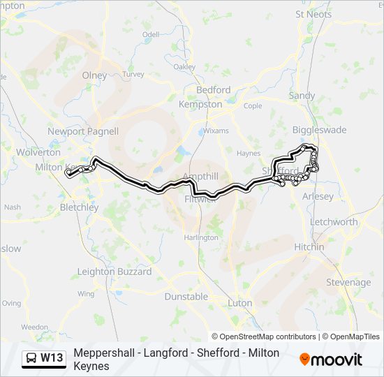 W13 Bus Line Map
