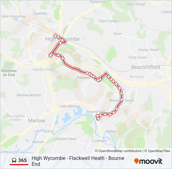 36S Bus Line Map