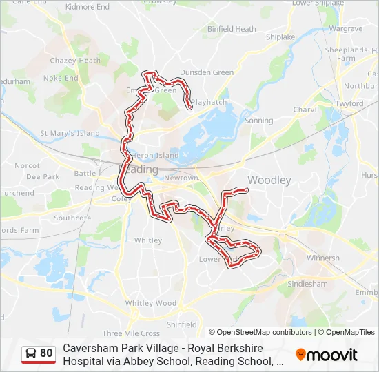 80 Route: Schedules, Stops & Maps - Bulmershe (Updated)