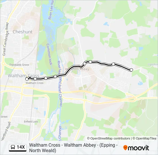 14X Bus Line Map