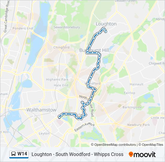W14 Bus Line Map