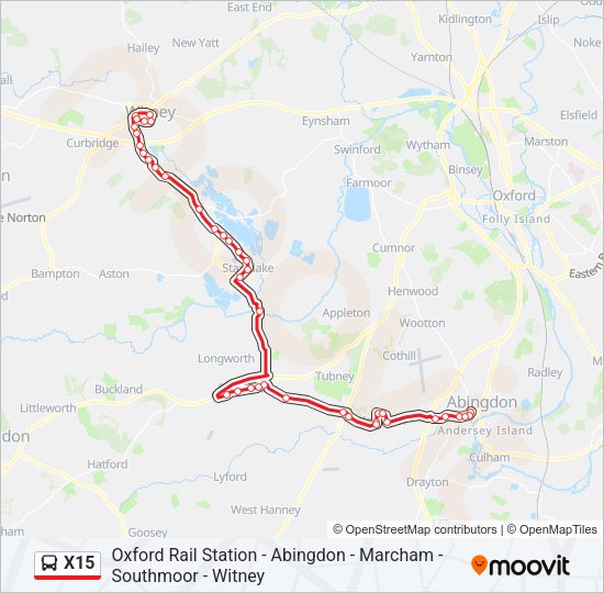 X15 Bus Line Map