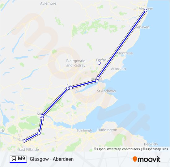 M9 bus Line Map