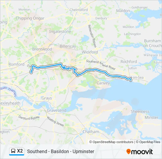 X2 Bus Line Map