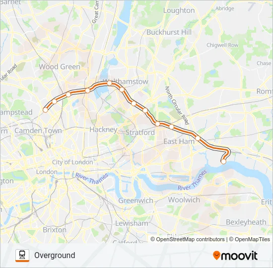 UPPER HOLLOWAY Train Line Map