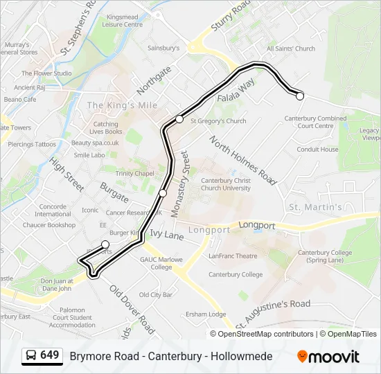 649 Bus Line Map