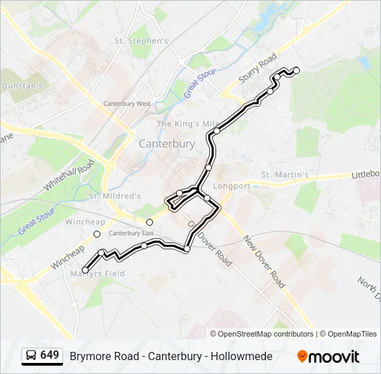 649 Bus Line Map
