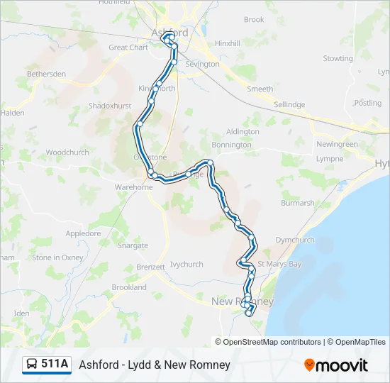 511A Bus Line Map