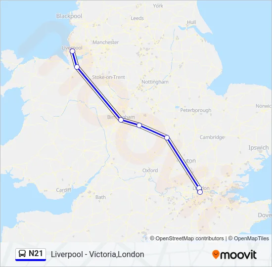 N21 Bus Line Map