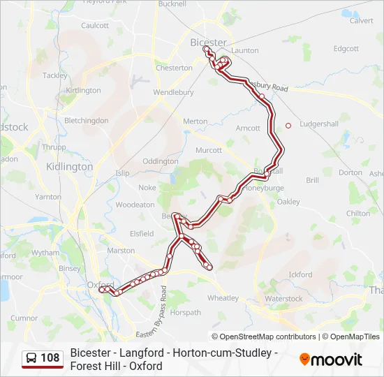 108 Route: Schedules, Stops & Maps - Oxford City Centre (Updated)
