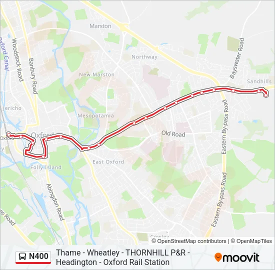 N400 Bus Line Map