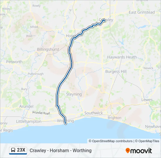 23X Bus Line Map