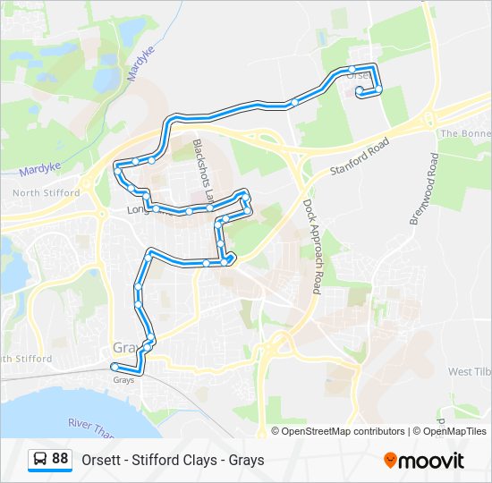 88 Route: Schedules, Stops & Maps - Orsett (Updated)
