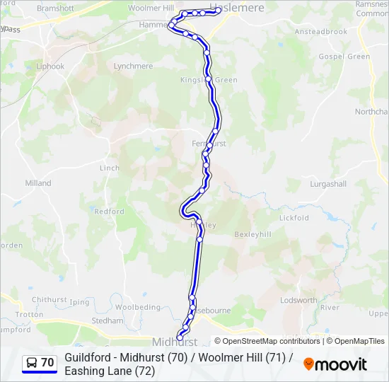 70 Bus Line Map