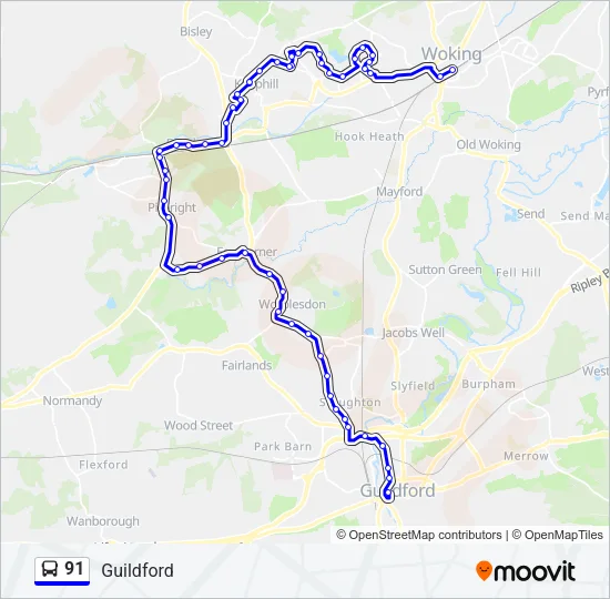 91 Bus Line Map