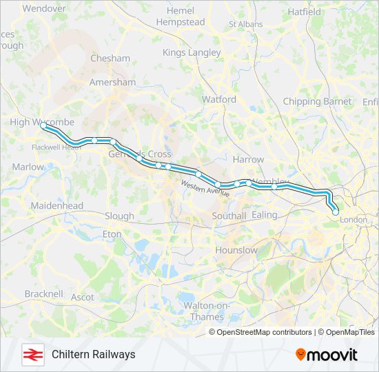 CHILTERN RAILWAYS Train Line Map