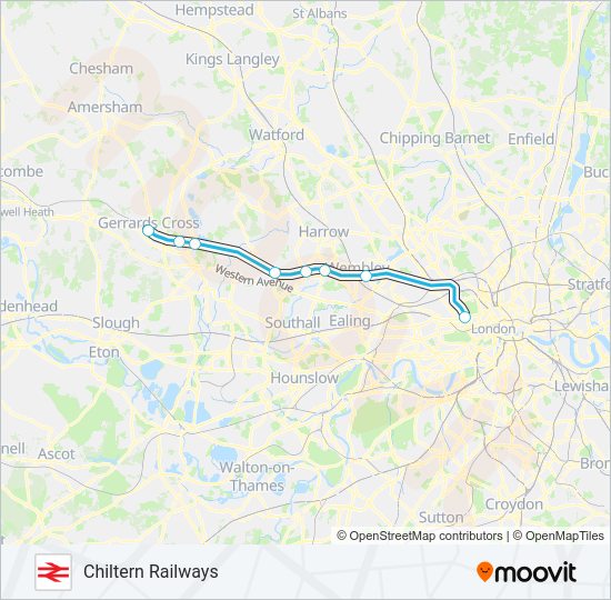 Gerrards Cross Train Line Map Chiltern Railways Route: Schedules, Stops & Maps - Gerrards Cross (Updated)