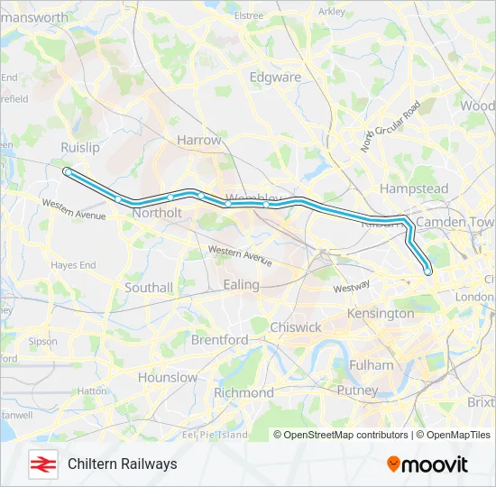CHILTERN RAILWAYS Train Line Map