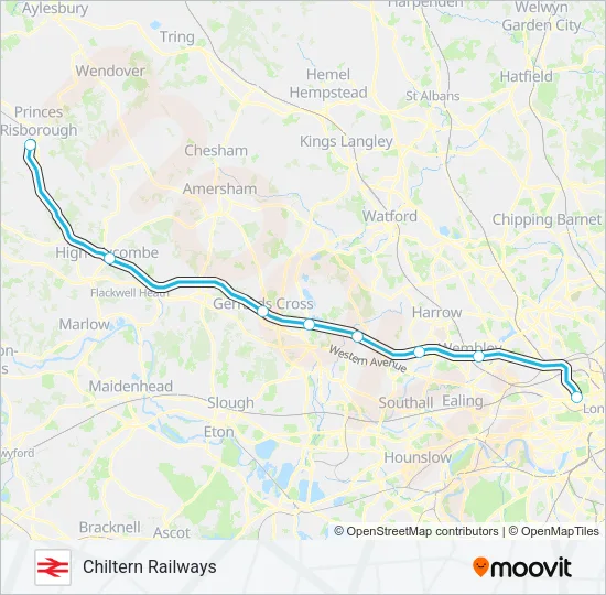 CHILTERN RAILWAYS Train Line Map