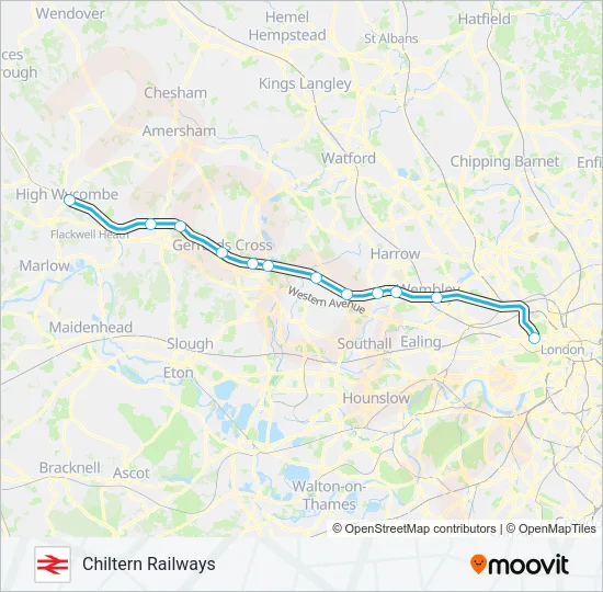 CHILTERN RAILWAYS Train Line Map