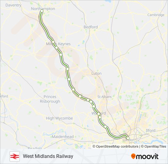 west midlands railway Route Schedules Stops Maps Northampton