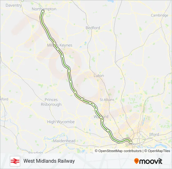 WEST MIDLANDS RAILWAY Train Line Map